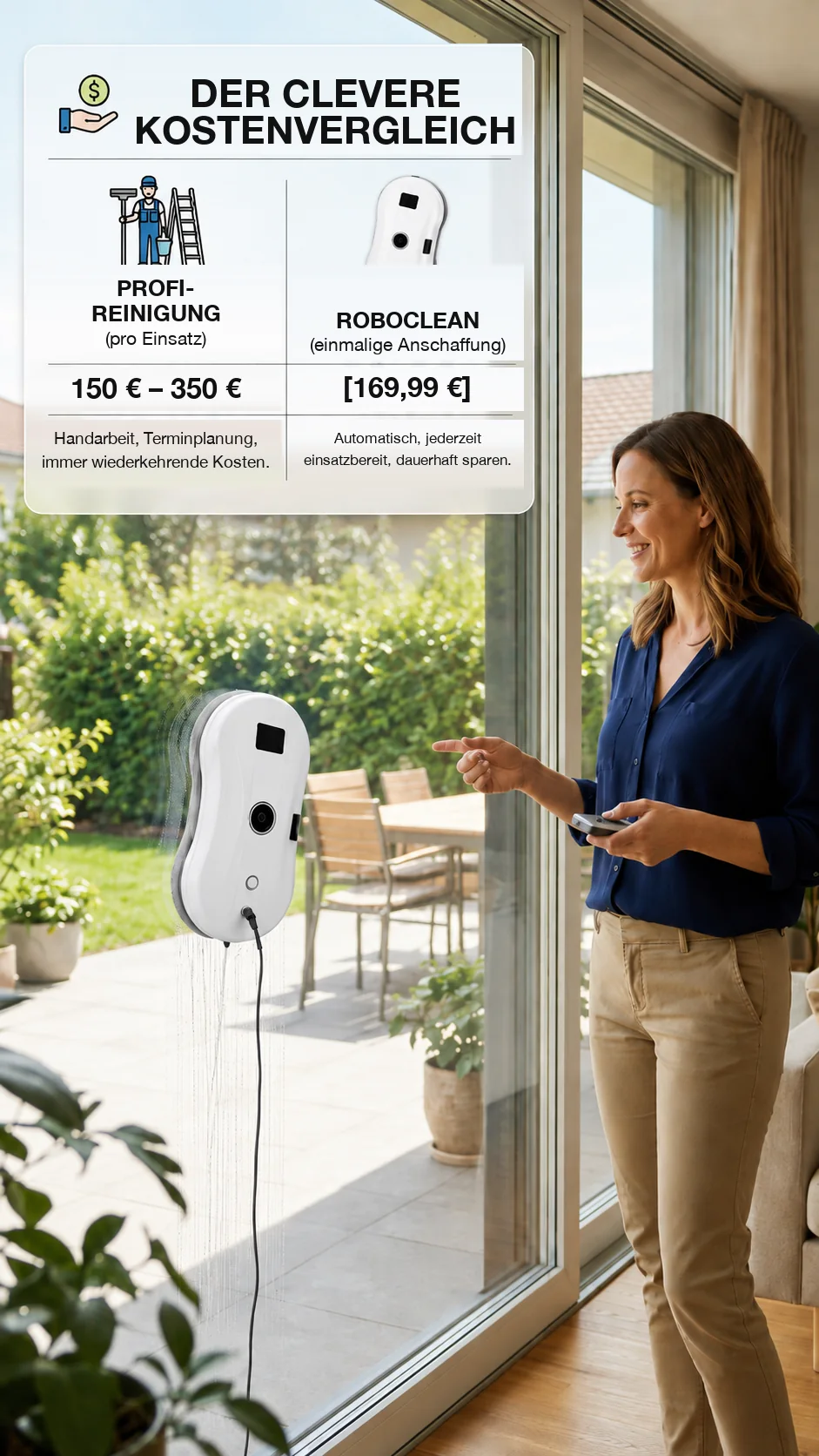 Kostenvergleich: professionelle Fensterreinigung gegenüber RoboClean